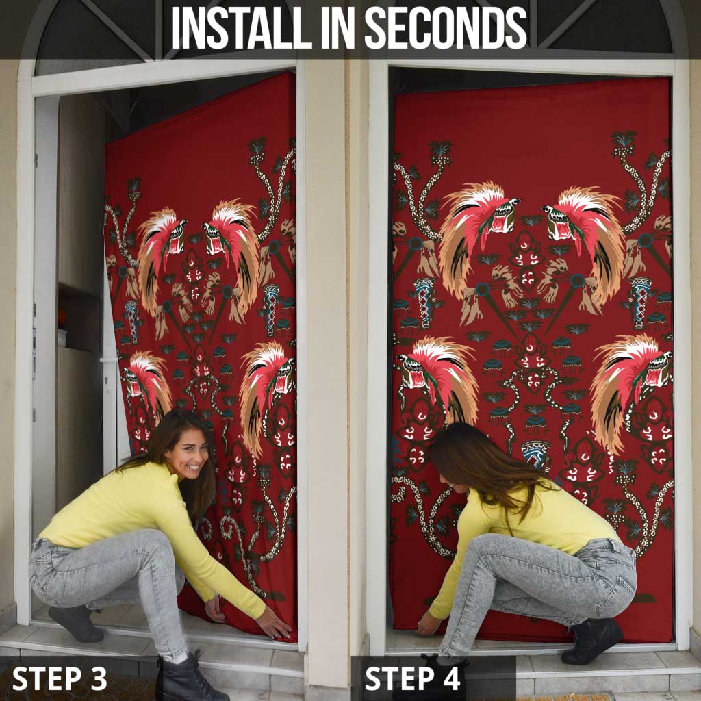 Oxblood Bird of Batik Papua Door Cover Exotic Natural Wealth of Papua - Polynesian Pride