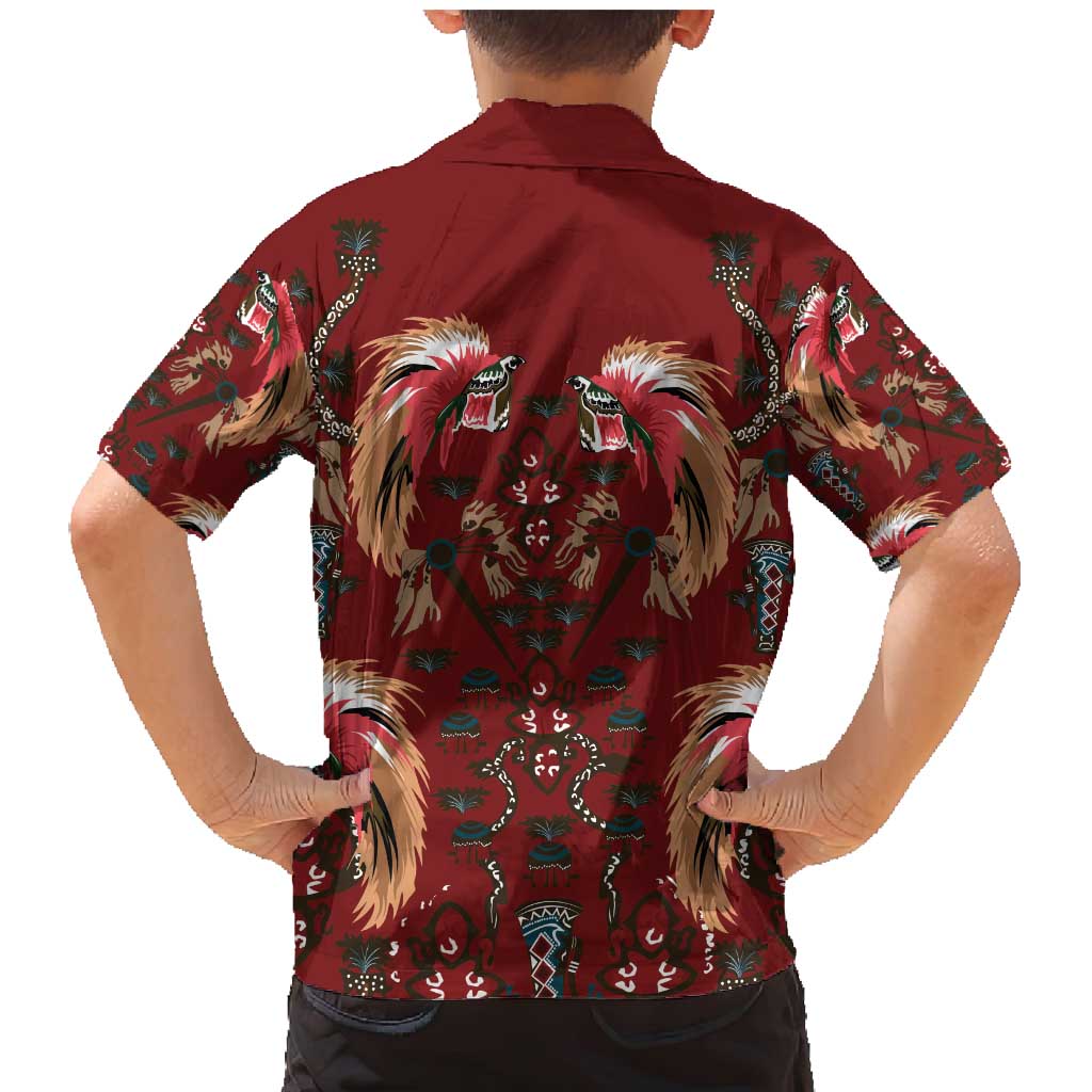 Oxblood Bird of Batik Papua Family Matching Mermaid Dress and Hawaiian Shirt Exotic Natural Wealth of Papua - Polynesian Pride