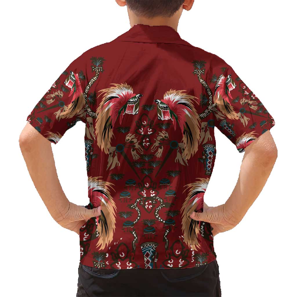 Oxblood Bird of Batik Papua Family Matching Puletasi and Hawaiian Shirt Exotic Natural Wealth of Papua - Polynesian Pride