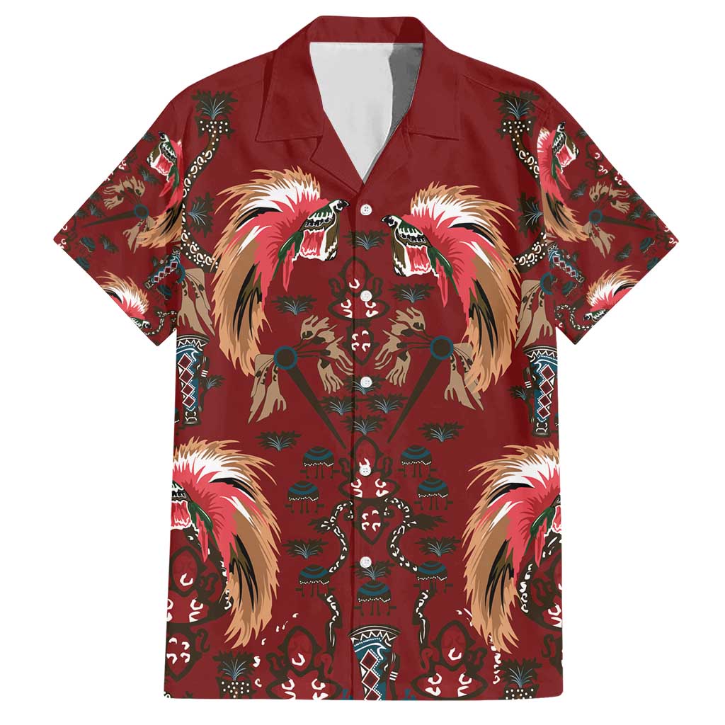 Oxblood Bird of Batik Papua Family Matching Short Sleeve Bodycon Dress and Hawaiian Shirt Exotic Natural Wealth of Papua - Polynesian Pride