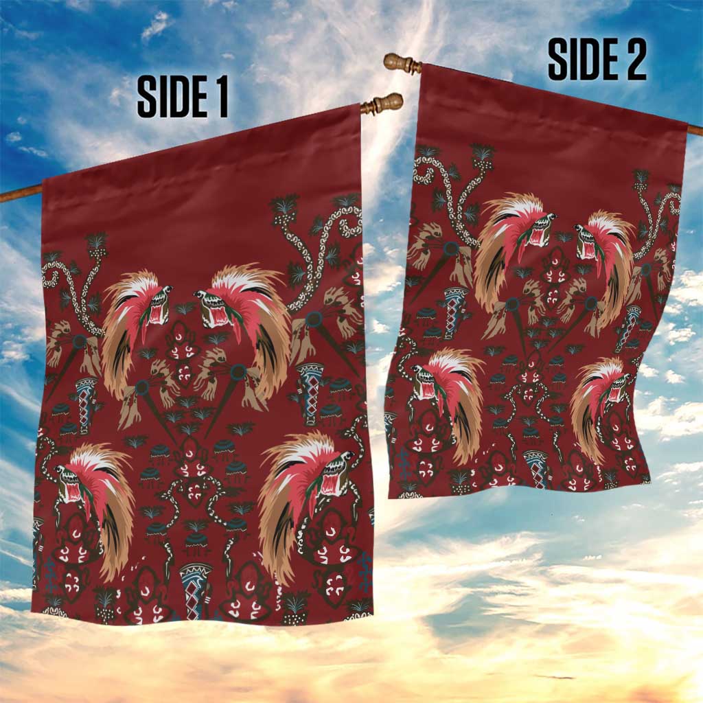 Oxblood Bird of Batik Papua Garden Flag Exotic Natural Wealth of Papua - Polynesian Pride