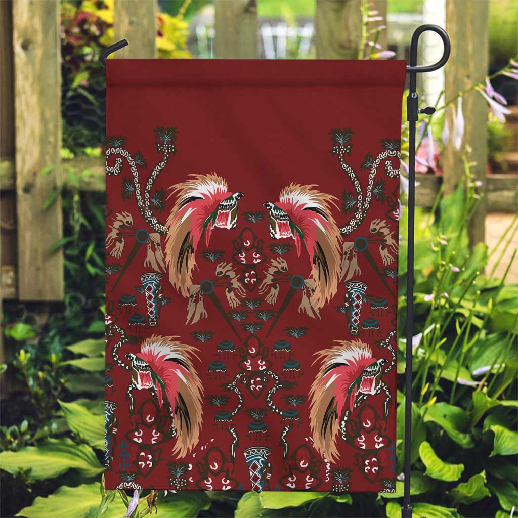 Oxblood Bird of Batik Papua Garden Flag Exotic Natural Wealth of Papua - Polynesian Pride