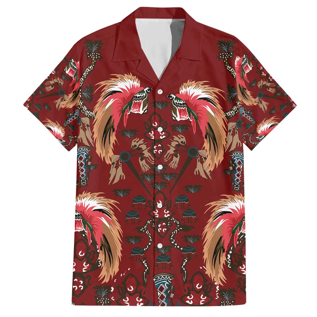 Oxblood Bird of Batik Papua Hawaiian Shirt Exotic Natural Wealth of Papua - Polynesian Pride