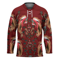 Oxblood Bird of Batik Papua Hockey Jersey Exotic Natural Wealth of Papua - Polynesian Pride