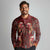 Oxblood Bird of Batik Papua Long Sleeve Polo Shirt Exotic Natural Wealth of Papua - Polynesian Pride