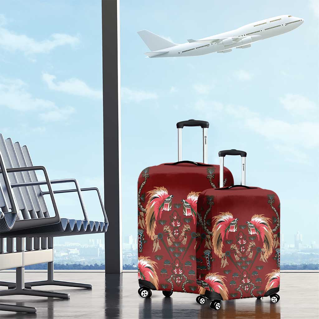 Oxblood Bird of Batik Papua Luggage Cover Exotic Natural Wealth of Papua - Polynesian Pride