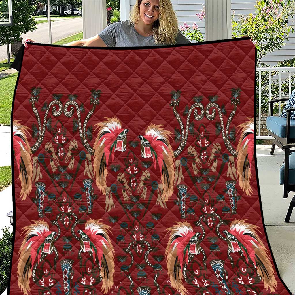 Oxblood Bird of Batik Papua Quilt Exotic Natural Wealth of Papua - Polynesian Pride