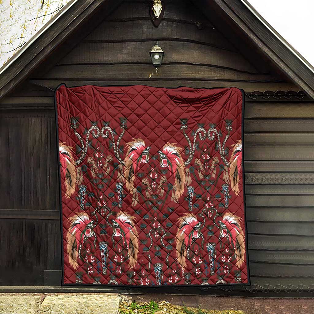 Oxblood Bird of Batik Papua Quilt Exotic Natural Wealth of Papua - Polynesian Pride