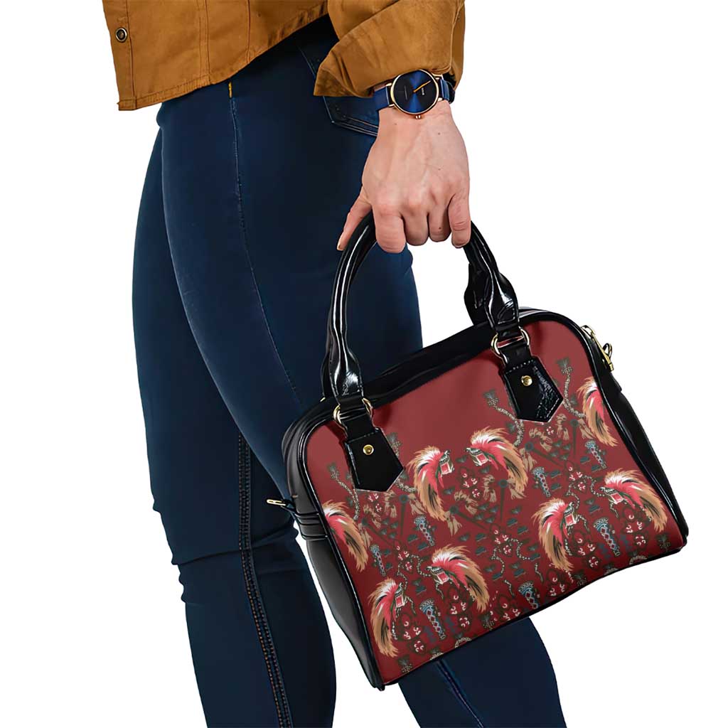 Oxblood Bird of Batik Papua Shoulder Handbag Exotic Natural Wealth of Papua - Polynesian Pride