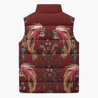 Oxblood Bird of Batik Papua Sleeveless Puffer Jacket Exotic Natural Wealth of Papua - Polynesian Pride