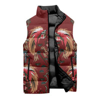 Oxblood Bird of Batik Papua Sleeveless Puffer Jacket Exotic Natural Wealth of Papua - Polynesian Pride