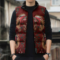 Oxblood Bird of Batik Papua Sleeveless Puffer Jacket Exotic Natural Wealth of Papua - Polynesian Pride