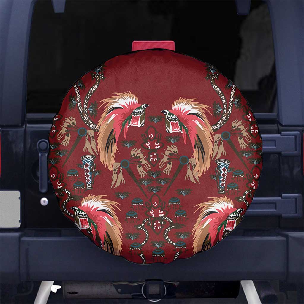 Oxblood Bird of Batik Papua Spare Tire Cover Exotic Natural Wealth of Papua - Polynesian Pride