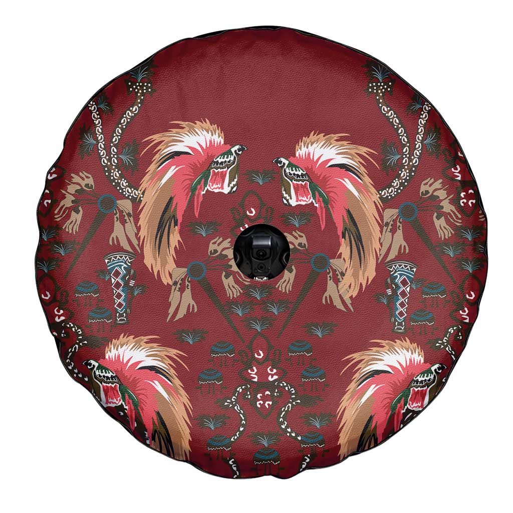 Oxblood Bird of Batik Papua Spare Tire Cover Exotic Natural Wealth of Papua - Polynesian Pride