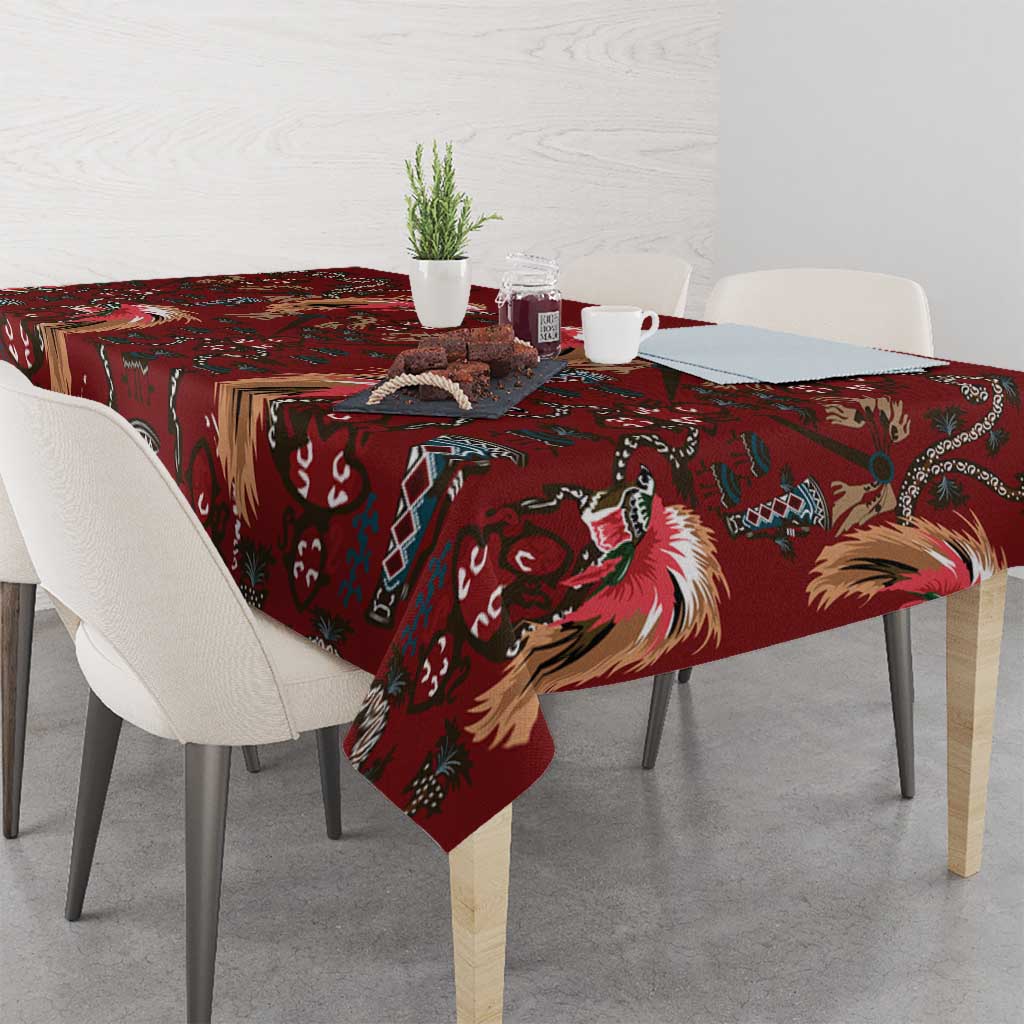 Oxblood Bird of Batik Papua Tablecloth Exotic Natural Wealth of Papua - Polynesian Pride