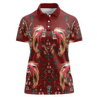 Oxblood Bird of Batik Papua Women Polo Shirt Exotic Natural Wealth of Papua - Polynesian Pride