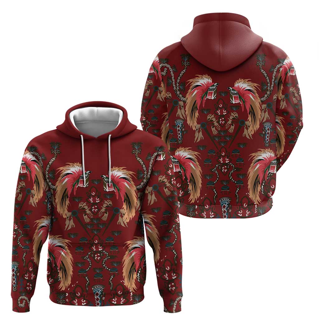 Oxblood Bird of Batik Papua Zip Hoodie Exotic Natural Wealth of Papua - Polynesian Pride
