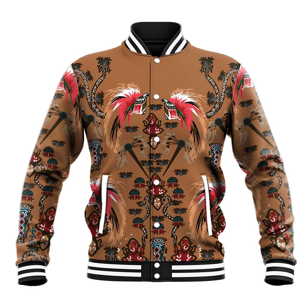 Terracotta Bird of Batik Papua Baseball Jacket Exotic Natural Wealth of Papua - Polynesian Pride