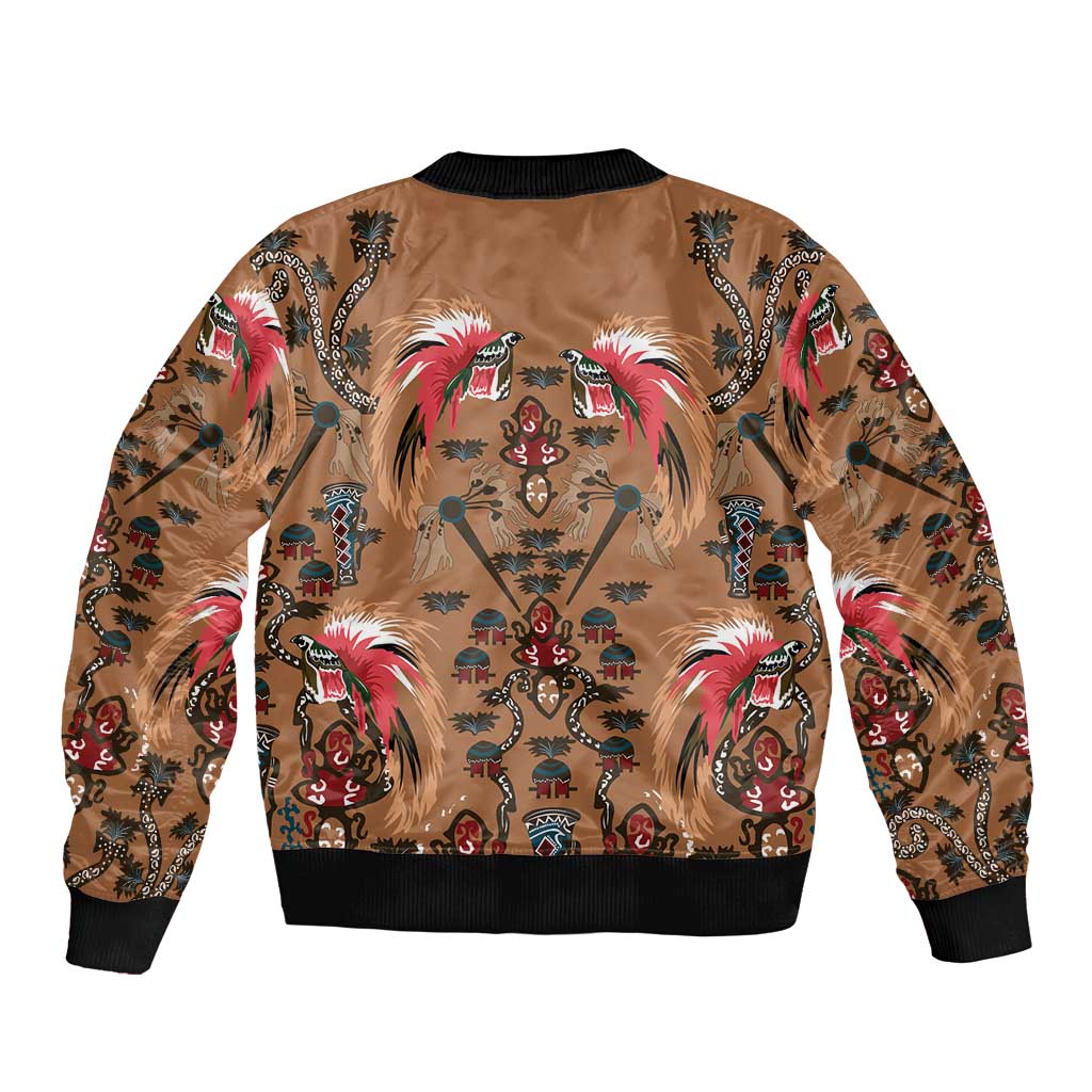 Terracotta Bird of Batik Papua Bomber Jacket Exotic Natural Wealth of Papua - Polynesian Pride
