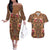 Terracotta Bird of Batik Papua Couples Matching Off The Shoulder Long Sleeve Dress and Hawaiian Shirt Exotic Natural Wealth of Papua - Polynesian Pride