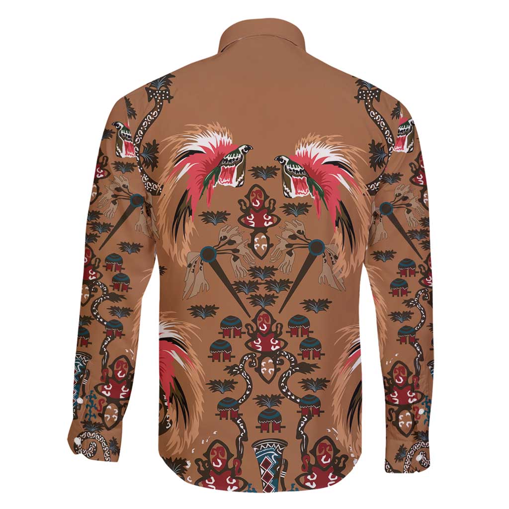 Terracotta Bird of Batik Papua Family Matching Long Sleeve Bodycon Dress and Hawaiian Shirt Exotic Natural Wealth of Papua - Polynesian Pride