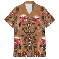 Terracotta Bird of Batik Papua Family Matching Off The Shoulder Long Sleeve Dress and Hawaiian Shirt Exotic Natural Wealth of Papua - Polynesian Pride
