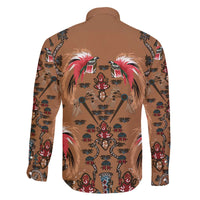 Terracotta Bird of Batik Papua Family Matching Off The Shoulder Long Sleeve Dress and Hawaiian Shirt Exotic Natural Wealth of Papua - Polynesian Pride