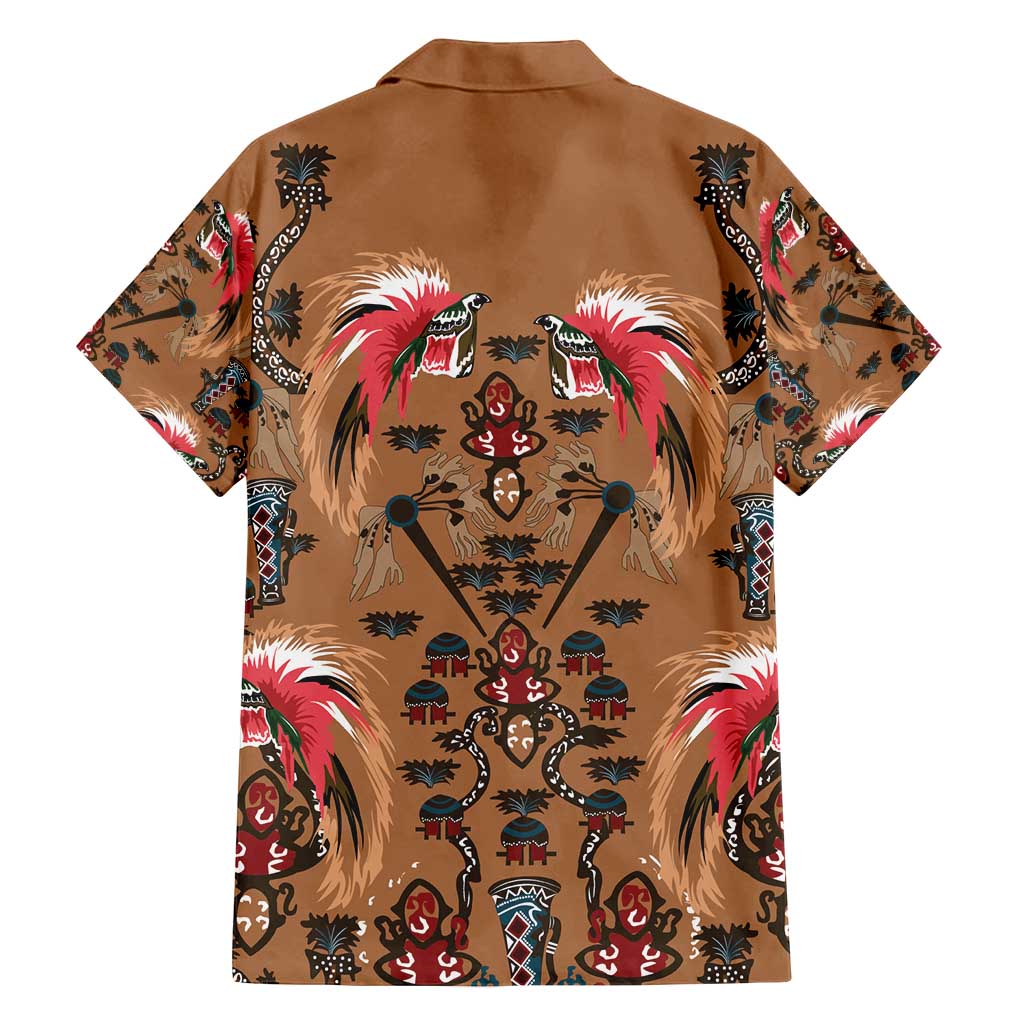 Terracotta Bird of Batik Papua Family Matching Off Shoulder Short Dress and Hawaiian Shirt Exotic Natural Wealth of Papua - Polynesian Pride