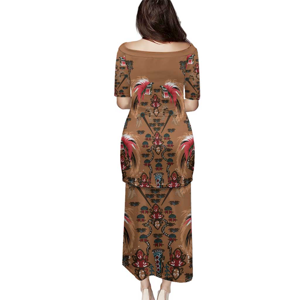 Terracotta Bird of Batik Papua Family Matching Puletasi and Hawaiian Shirt Exotic Natural Wealth of Papua - Polynesian Pride