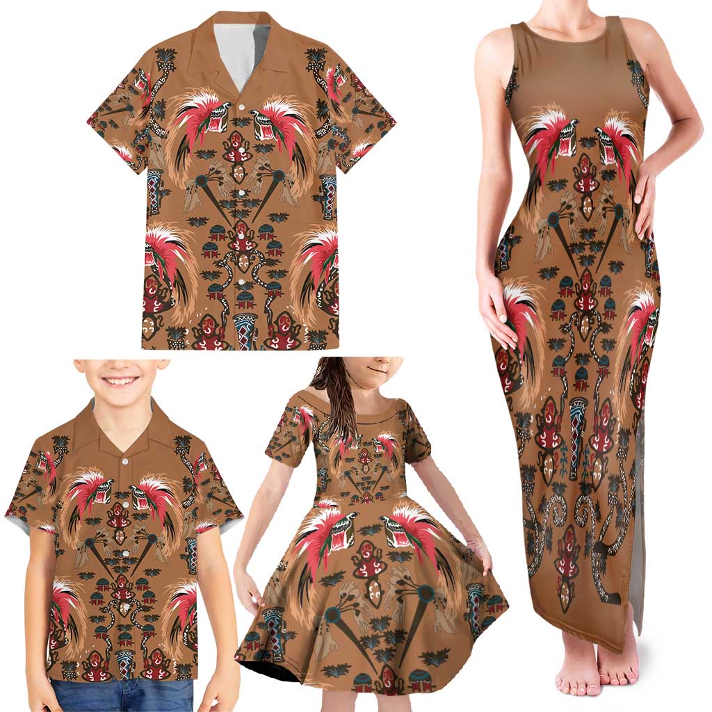 Terracotta Bird of Batik Papua Family Matching Tank Maxi Dress and Hawaiian Shirt Exotic Natural Wealth of Papua - Polynesian Pride