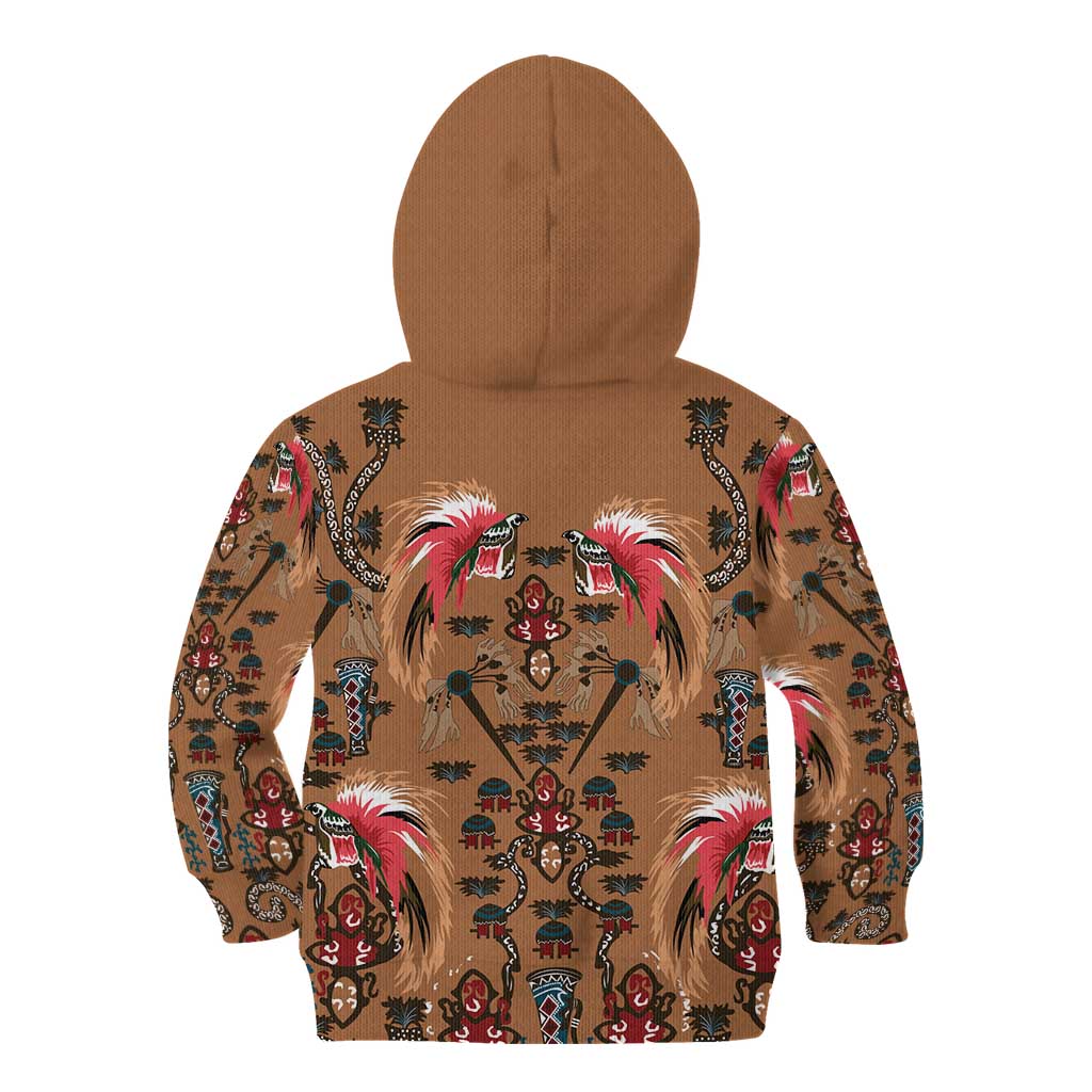 Terracotta Bird of Batik Papua Kid Hoodie Exotic Natural Wealth of Papua - Polynesian Pride