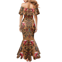 Terracotta Bird of Batik Papua Mermaid Dress Exotic Natural Wealth of Papua - Polynesian Pride