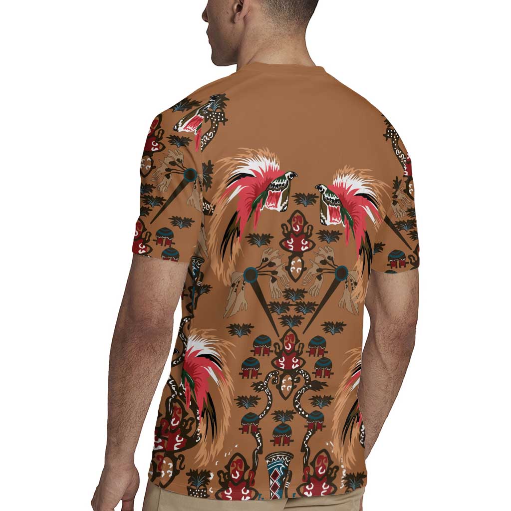 Terracotta Bird of Batik Papua Rugby Jersey Exotic Natural Wealth of Papua - Polynesian Pride