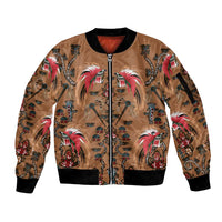 Terracotta Bird of Batik Papua Sleeve Zip Bomber Jacket Exotic Natural Wealth of Papua - Polynesian Pride
