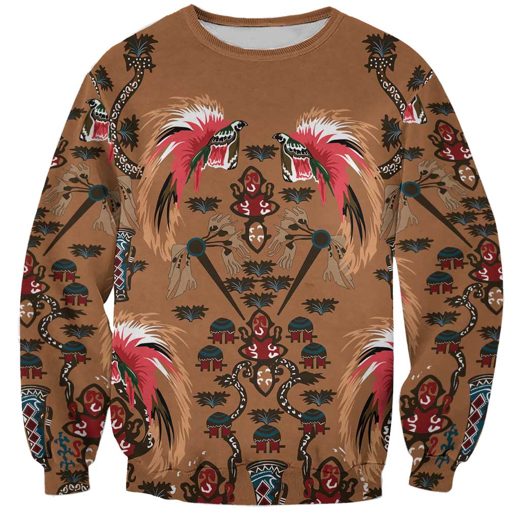 Terracotta Bird of Batik Papua Sweatshirt Exotic Natural Wealth of Papua - Polynesian Pride