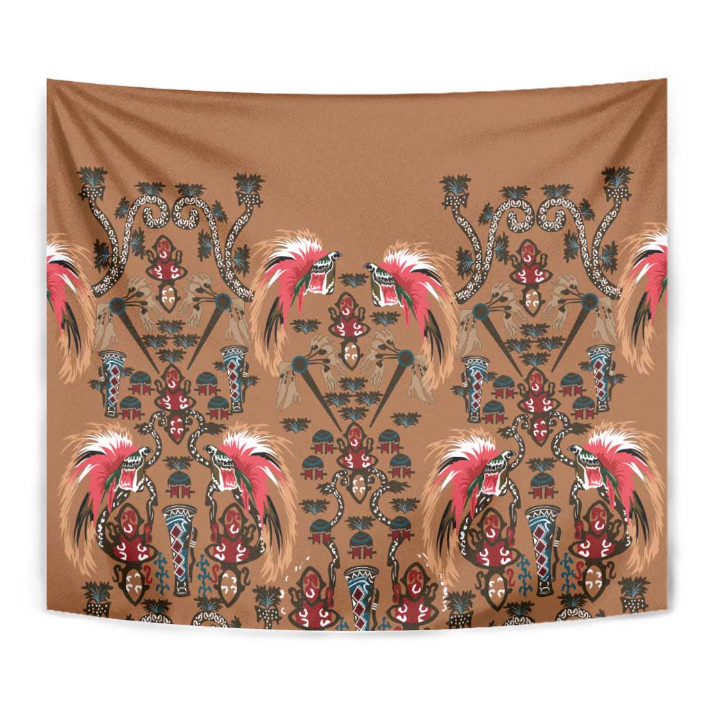 Terracotta Bird of Batik Papua Tapestry Exotic Natural Wealth of Papua - Polynesian Pride