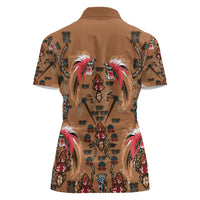 Terracotta Bird of Batik Papua Women Polo Shirt Exotic Natural Wealth of Papua - Polynesian Pride