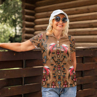 Terracotta Bird of Batik Papua Women Polo Shirt Exotic Natural Wealth of Papua - Polynesian Pride