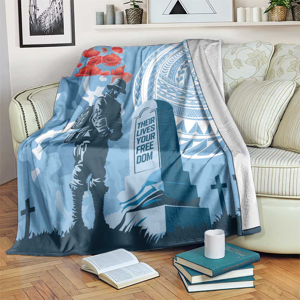 FSM Verterans Day Blanket Their Lives Your Freedom LT9 Blue - Polynesian Pride