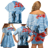 FSM Verterans Day Family Matching Off Shoulder Short Dress and Hawaiian Shirt Their Lives Your Freedom
