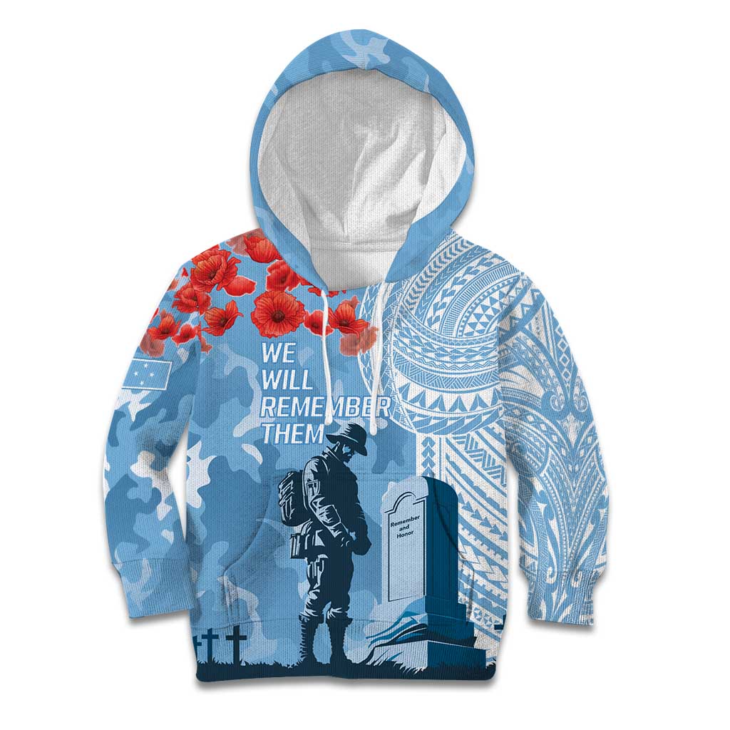FSM Verterans Day Kid Hoodie Their Lives Your Freedom LT9 Hoodie Blue - Polynesian Pride