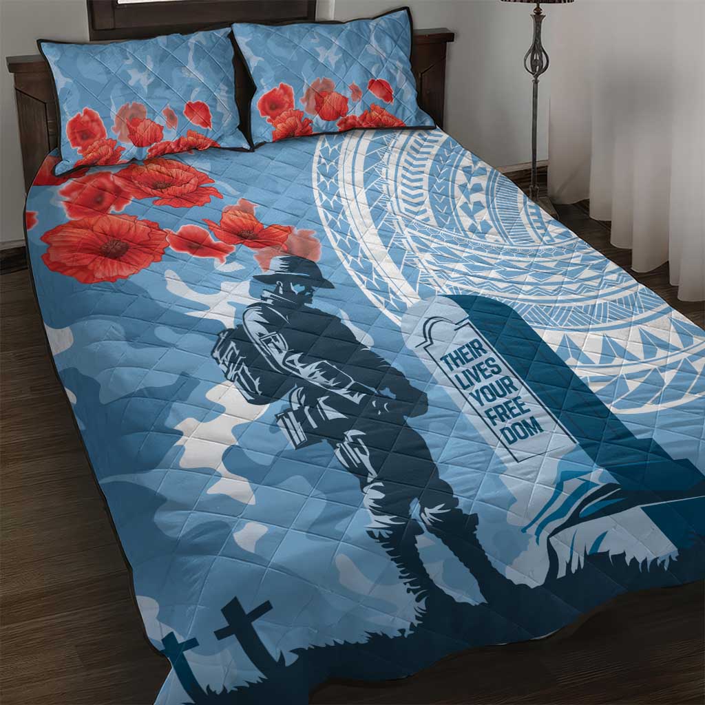 FSM Verterans Day Quilt Bed Set Their Lives Your Freedom LT9 Blue - Polynesian Pride