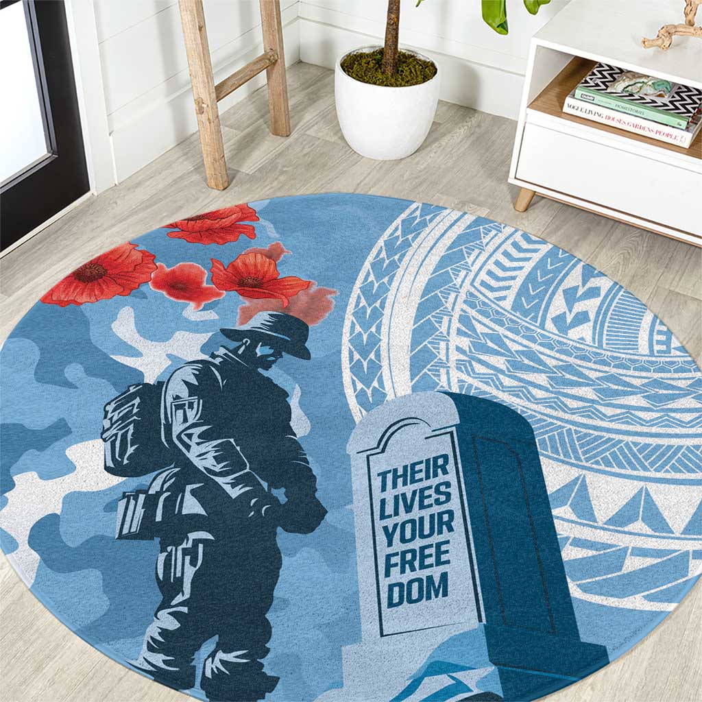 FSM Verterans Day Round Carpet Their Lives Your Freedom LT9 Blue - Polynesian Pride