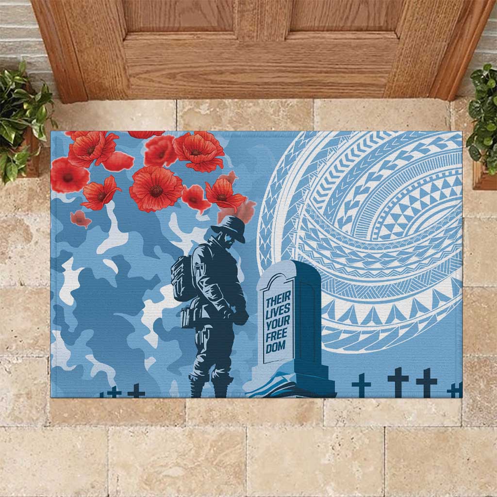 FSM Verterans Day Rubber Doormat Their Lives Your Freedom LT9 Blue - Polynesian Pride