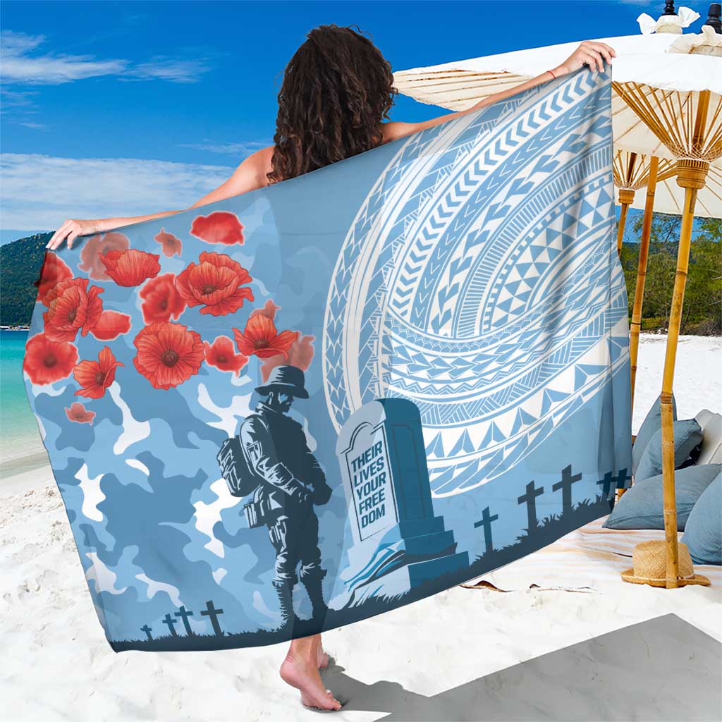 FSM Verterans Day Sarong Their Lives Your Freedom LT9 One Size 44 x 66 inches Blue - Polynesian Pride
