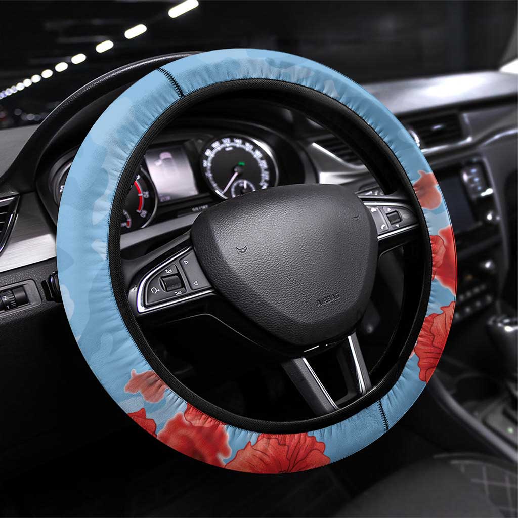 FSM Verterans Day Steering Wheel Cover Their Lives Your Freedom LT9 Universal Fit Blue - Polynesian Pride