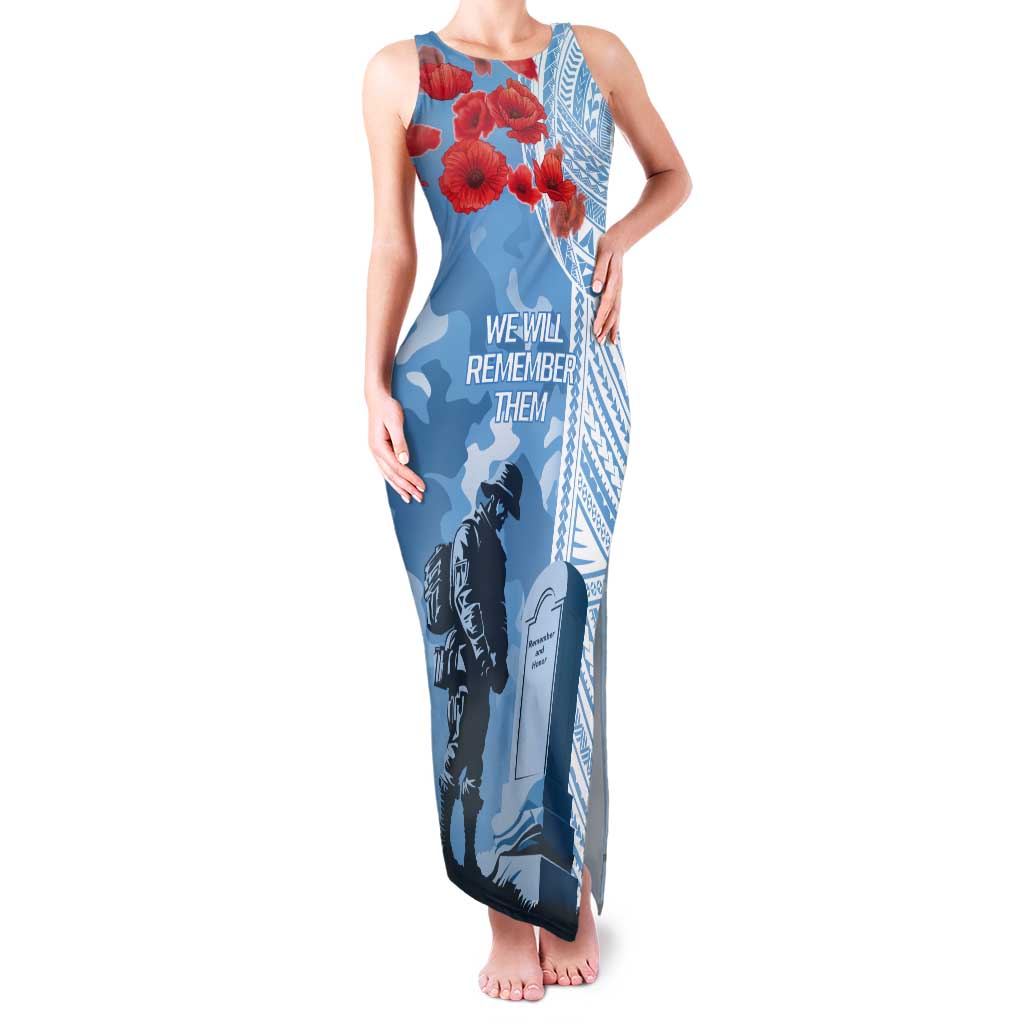 FSM Verterans Day Tank Maxi Dress Their Lives Your Freedom LT9 Women Blue - Polynesian Pride