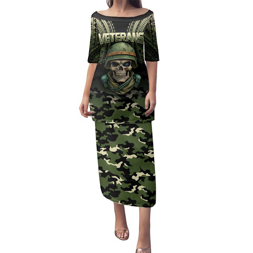 Veterans Day Family Matching Puletasi and Hawaiian Shirt War Never Leaves A Veteran Proud Military