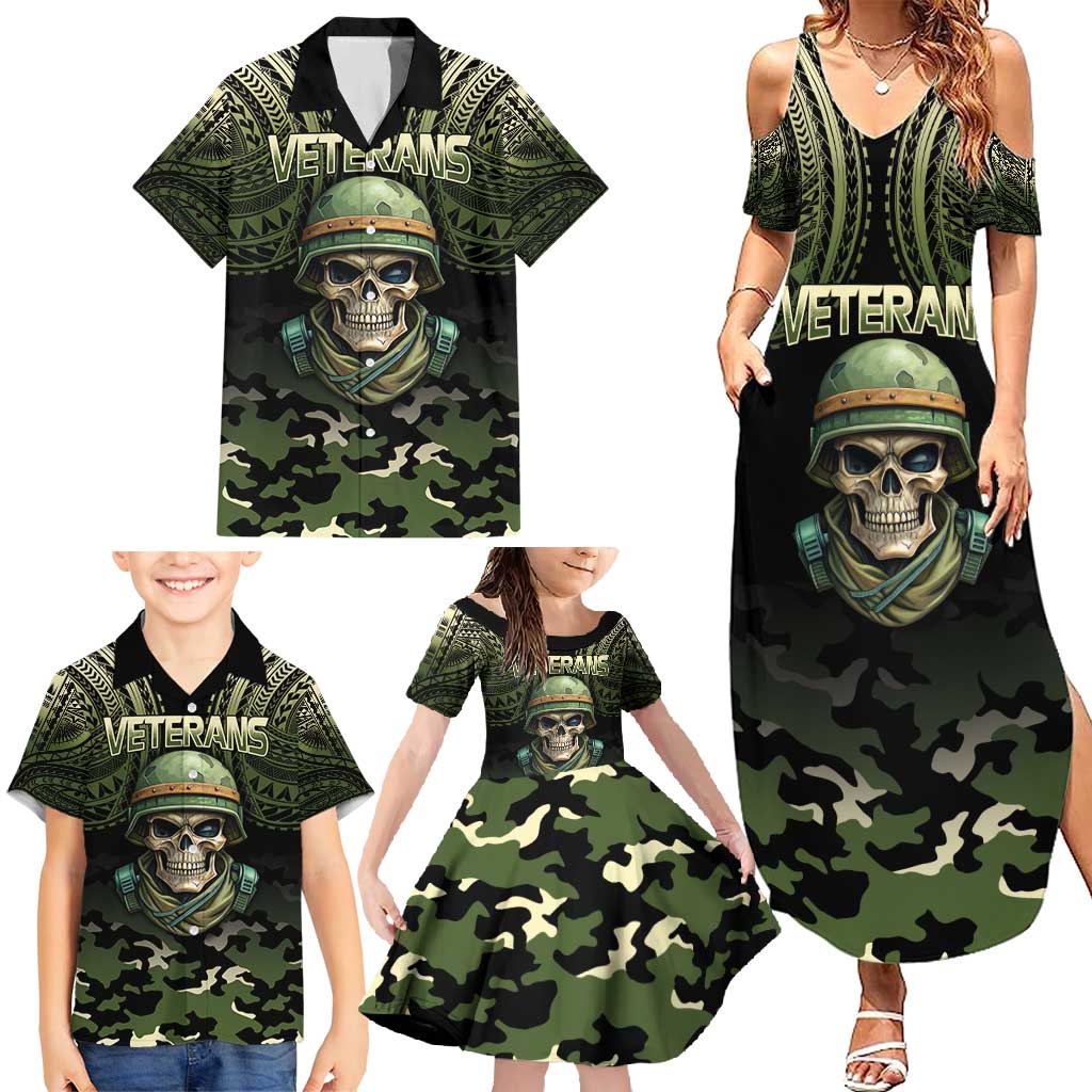 Veterans Day Family Matching Summer Maxi Dress and Hawaiian Shirt War Never Leaves A Veteran Proud Military