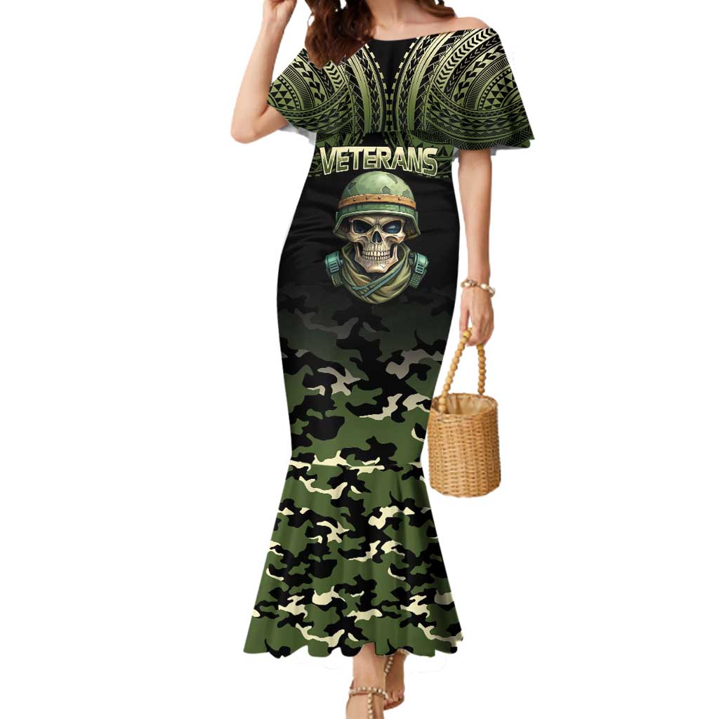 Veterans Day Mermaid Dress War Never Leaves A Veteran Proud Military LT9 Women Black - Polynesian Pride